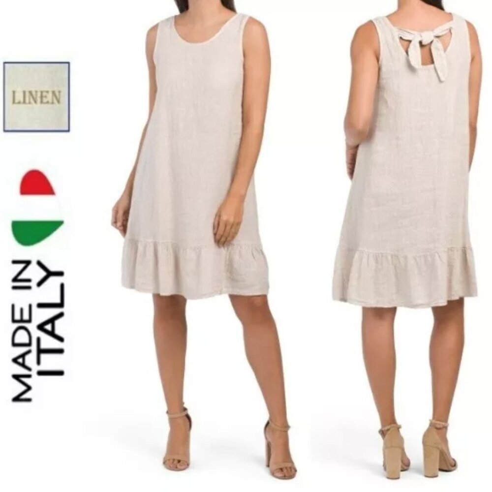 Terzo Millennio Italian Linen Flirty Hem Sundress Size S NWT